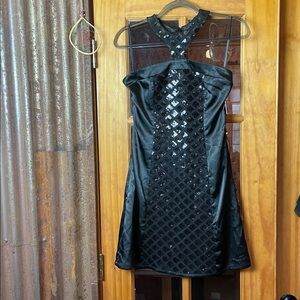 AGGIE’S Elegant Black Sequin Mini Dress, Size L